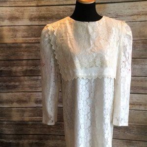 🍸 1920's Inspired Cream Ivory Lace Sailor Bib Collar Dress from the 80's